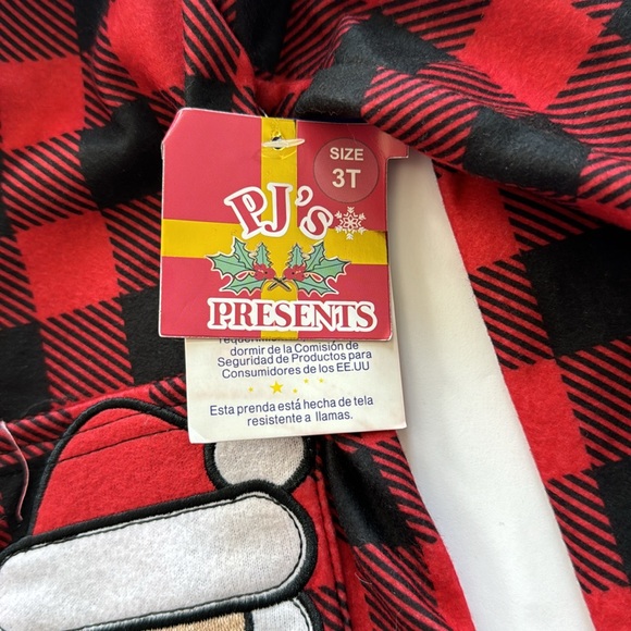 PJ’S & Presents red trimmed pajama top shirt Size 3T flannel Christmas Santa - Picture 3 of 10
